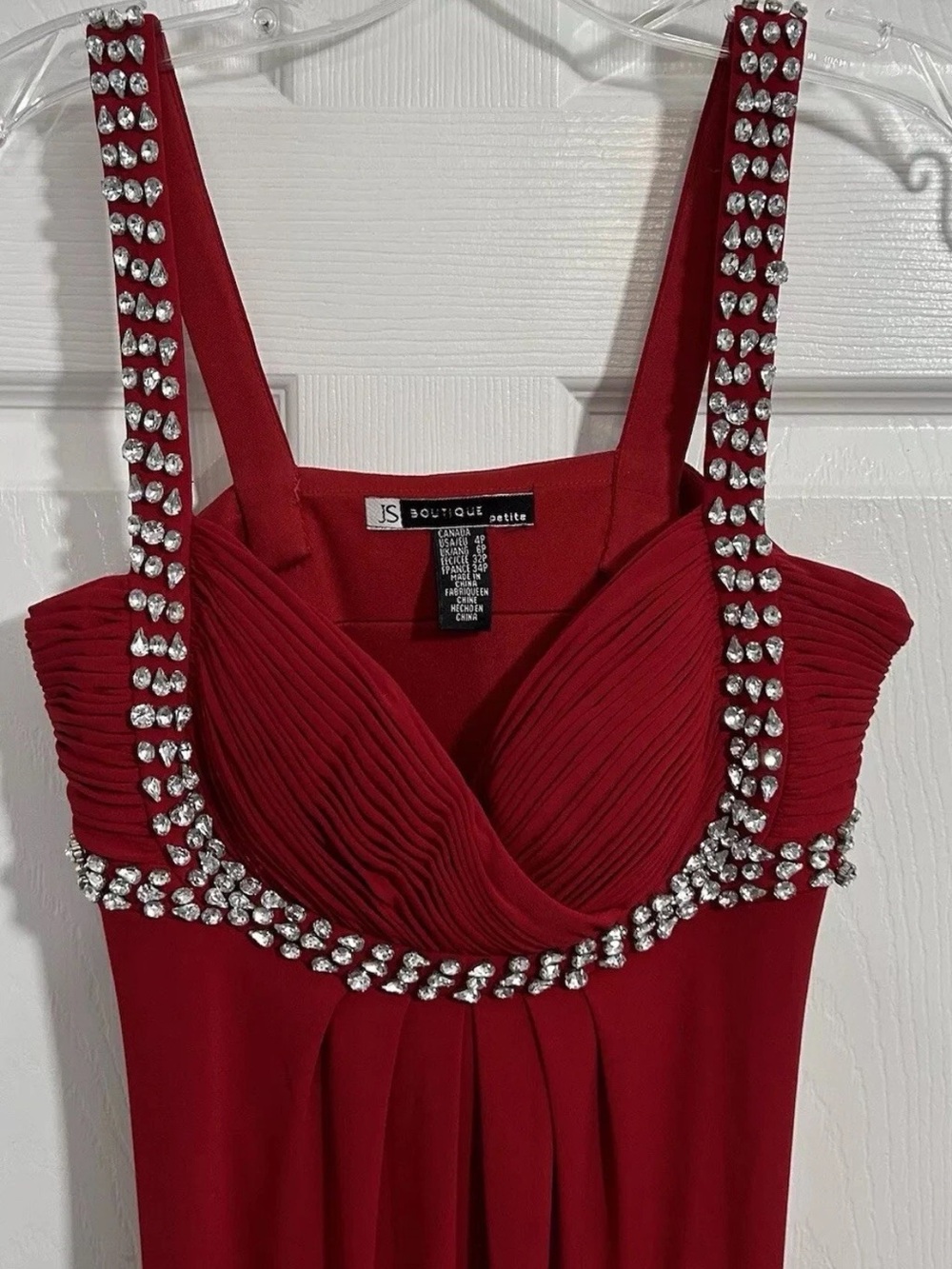 JS Boutique Petite Red Rhinestone Evening Dress